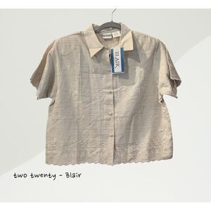 NWT  two twenty - Blair button down embroidered shirt/top  Sz M